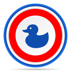 Aufkleber - Duck toy, bird round icon, red, blue and white french design illustration for web, internet and mobile applications
