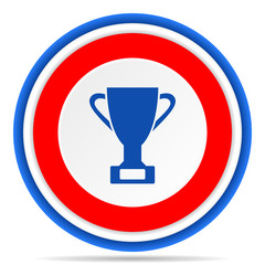 Poster - Cup round icon, red, blue and white french design illustration for web, internet and mobile applications