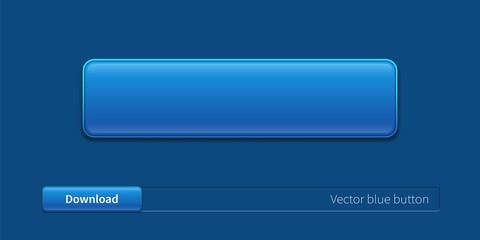 Poster - Blue trendy button for website, app and ui. Vector concept element for web design. Modern button template.