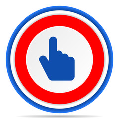 Poster - Cursor hand round icon, red, blue and white french design illustration for web, internet and mobile applications