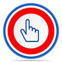 Poster - Cursor hand round icon, red, blue and white french design illustration for web, internet and mobile applications