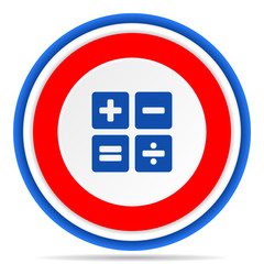 Poster - Calculator round icon, red, blue and white french design illustration for web, internet and mobile applications