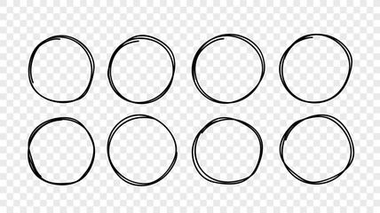 Poster - Hand drawn circle sketch frame set. Elements for concept design. Doodle style.