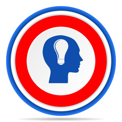 Aufkleber - Head round icon, red, blue and white french design illustration for web, internet and mobile applications