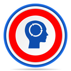 Aufkleber - Head round icon, red, blue and white french design illustration for web, internet and mobile applications