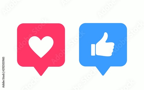 Fotografía Like or thumb up and heart vector modern icons