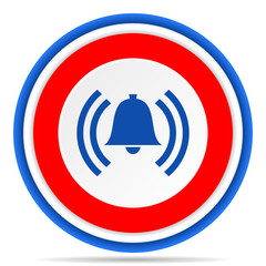 Poster - Alarm round icon, red, blue and white french design illustration for web, internet and mobile applications