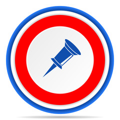Poster - Pin round icon, red, blue and white french design illustration for web, internet and mobile applications