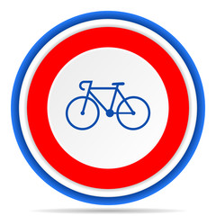 Poster - Bicycle round icon, red, blue and white french design illustration for web, internet and mobile applications