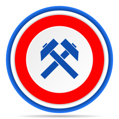 Leinwandbilder - Mining round icon, red, blue and white french design illustration for web, internet and mobile applications