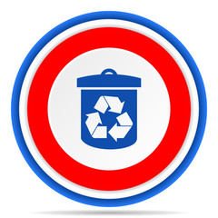 Poster - Recycle round icon, red, blue and white french design illustration for web, internet and mobile applications