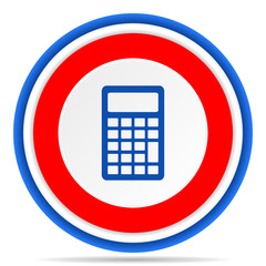 Poster - Calculator round icon, red, blue and white french design illustration for web, internet and mobile applications
