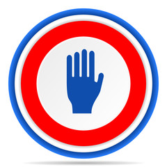 Poster - Stop round icon, red, blue and white french design illustration for web, internet and mobile applications