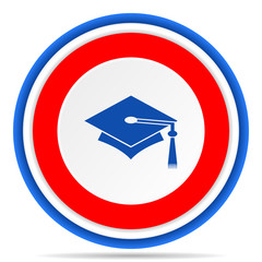 Poster - Education round icon, red, blue and white french design illustration for web, internet and mobile applications