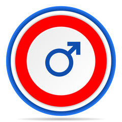 Poster - Male round icon, red, blue and white french design illustration for web, internet and mobile applications