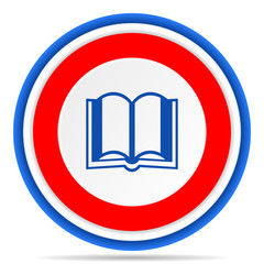 Aufkleber - Book round icon, red, blue and white french design illustration for web, internet and mobile applications