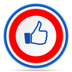 Leinwandbilder - Like round icon, red, blue and white french design illustration for web, internet and mobile applications