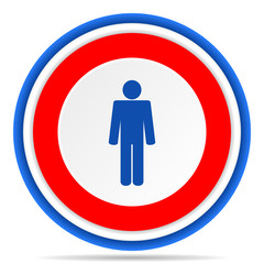 Poster - Male round icon, red, blue and white french design illustration for web, internet and mobile applications