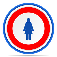 Poster - Female round icon, red, blue and white french design illustration for web, internet and mobile applications