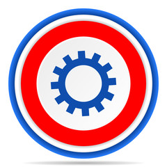 Aufkleber - Gear round icon, red, blue and white french design illustration for web, internet and mobile applications