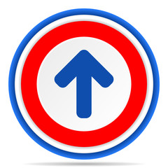 Poster - Up arrow round icon, red, blue and white french design illustration for web, internet and mobile applications