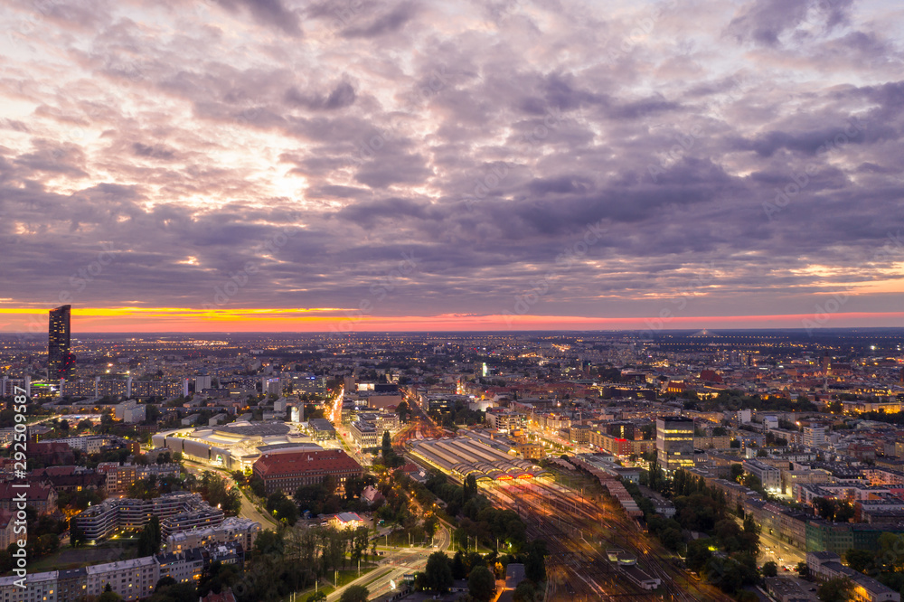 Obraz na płótnie Wrocław aerial view w salonie