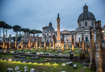 Canvas Print - Imperial forums of Rome. The Forum Of Trajan. Trajan's Column. Rome. Italy