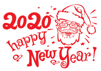 Poster - Happy new year 2020. Christmas card for your design. Greeting card template with Santa Claus for decoration of new year holidays