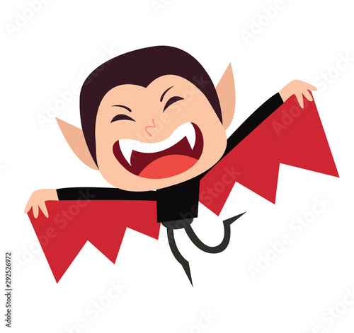 Cuadros en Lienzo Cute little vampire kid vector cartoon character