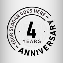 4 Years Anniversary Logo Template. Four Years Celebrating Logotype. Vector And Illustration.