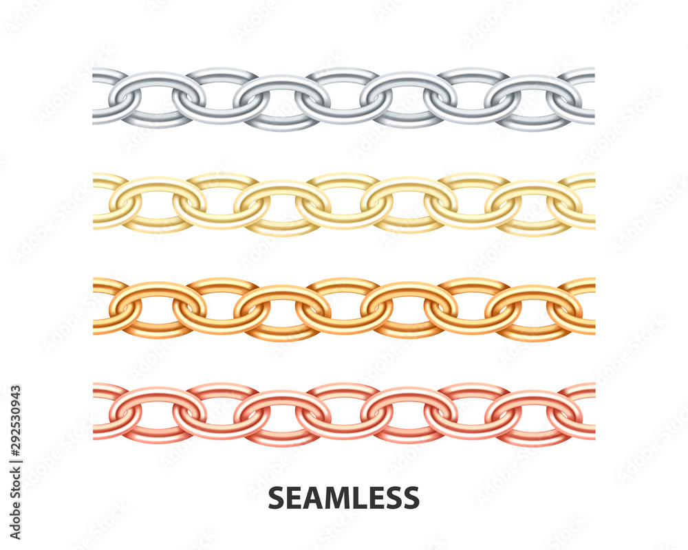 Seem Less Chain Texture Golden chain seamless texture. Realistic platinum and silver chains ...