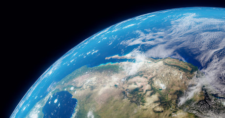 Wall Mural - the earth globe from space. high resolution planet earth view. 3d realistic render illustration. ele