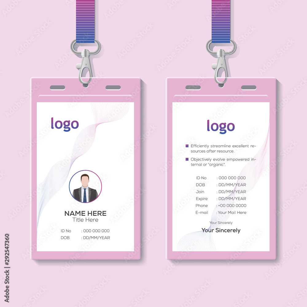 Pif Rmployee Card Clean and Modern Employee ID Card Design Template Stock Vector | Adobe ...