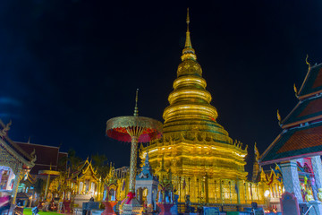 wat phra that hariphunchai pagoda temple important religious traveling destination in lumphun provin