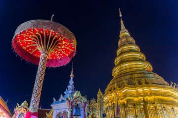 wat phra that hariphunchai pagoda temple important religious traveling destination in lumphun provin