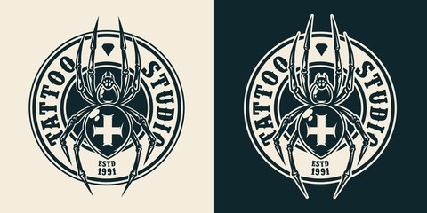 Wall Mural - vintage tattoo salon round logo