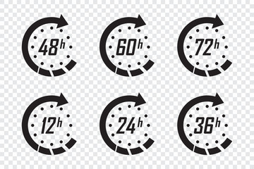 Aufkleber - Set of hours clock arrows. Time icons on a transparent background