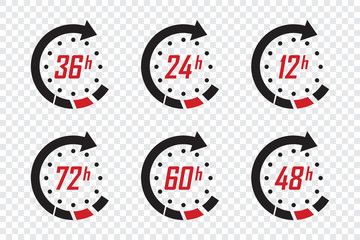 Aufkleber - Set of hours clock arrows. Time icons on a transparent background