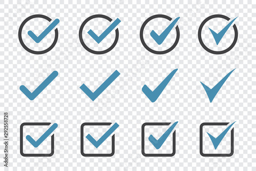 Cuadros en Lienzo Set of check mark icon on a transparent background
