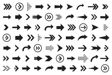 Aufkleber - Set of arrows collection in black color on a white background for website design