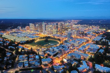 Wall Mural - Drone shot of the city of Bellevue from above