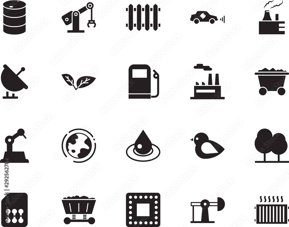 factory vector icon set such as: button, autonomous, phone, social ...