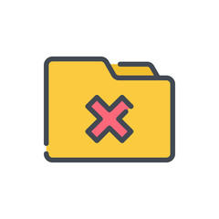 Poster - Delete folder color line icon. Remove folder vector outline colorful sign.