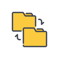 Fototapete - Folder transfer color line icon. Change folder vector outline colorful sign.