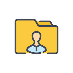 Fototapete - Personal folder color line icon. Folder with user avatar vector outline colorful sign.