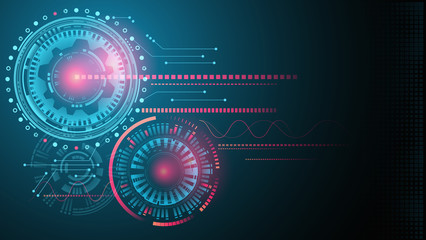 Poster - futuristic software radar display. hud user interface. abstract blue technology background. energy l