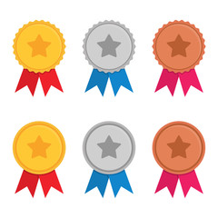 Wall Mural - set of golde, silver and bronze medal in a flat design