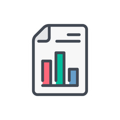 Fototapete - Report document color line icon. File with statistics and analytics page vector outline colorful sign.