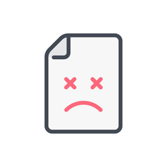 Fototapete - Damaged document color line icon. File with error vector outline colorful sign.