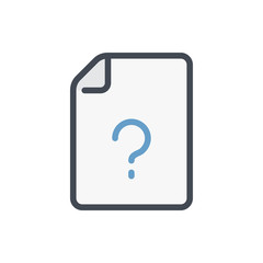 Fototapete - Unknown document color line icon. File page with question mark vector outline colorful sign.